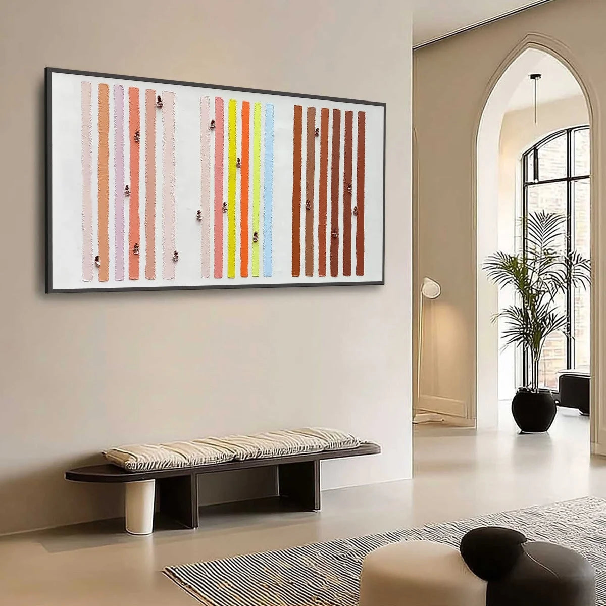 OUR WALKS: Colorful Textured Abstract Painting of Life's Journeys | Abstract mood, soft natural light studio shot
