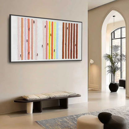 OUR WALKS: Colorful Textured Abstract Painting of Life's Journeys | Abstract mood, soft natural light studio shot
