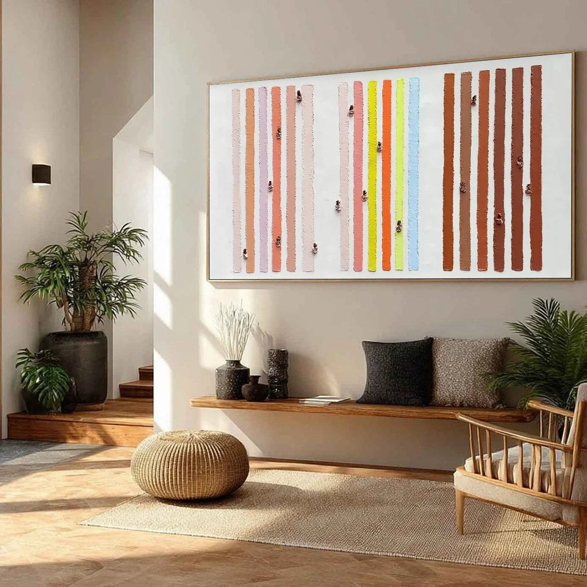 OUR WALKS: Colorful Textured Abstract Painting of Life's Journeys | multi-color palette, original oil on stretched canvas art