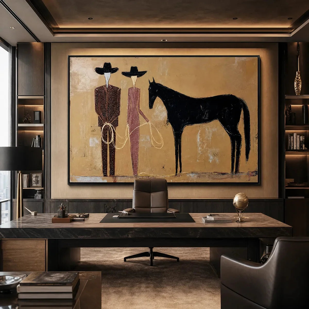 THE PACT: Modern Abstract Western Figurative Oil Painting | Figurative closeup, raised brushwork detail