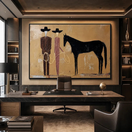 THE PACT: Modern Abstract Western Figurative Oil Painting