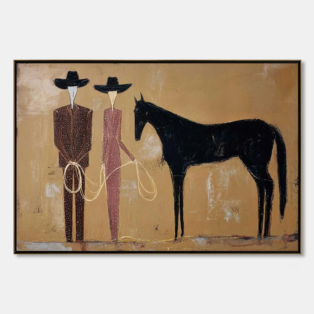 THE PACT: Modern Abstract Western Figurative Oil Painting | hanging in living room, Figurative wall art