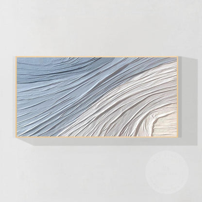 Pale Blue Textured Plaster Abstract Wall Art, Oversized Coastal Canvas Painting, #7