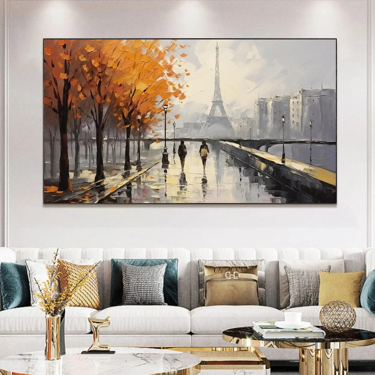 PARISIAN RAIN: Textured Cityscape Oil Painting | Abstract closeup, raised brushwork detail