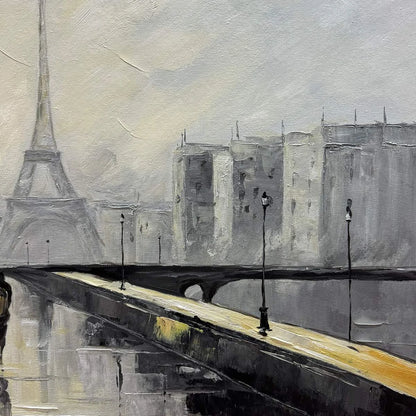 PARISIAN RAIN: Textured Cityscape Oil Painting | rolled canvas, ready for custom framing