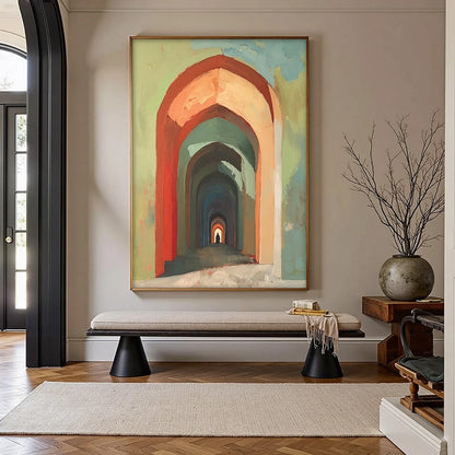PASSAGE: Architectural Oil Painting with Warm Tones | Abstract closeup, raised brushwork detail