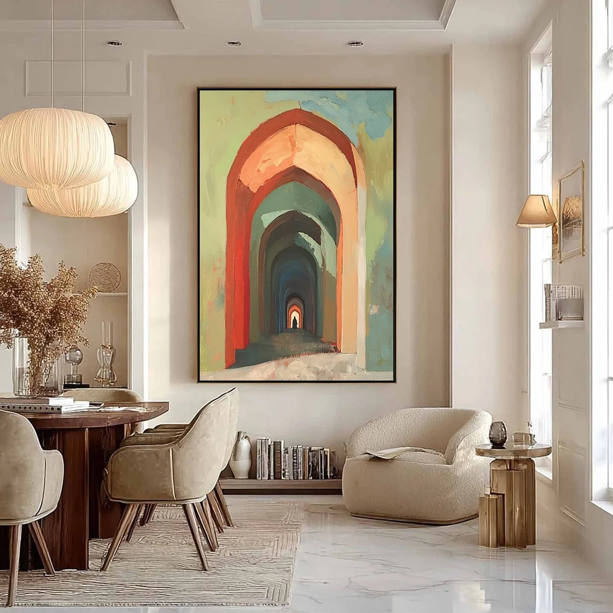 PASSAGE: Architectural Oil Painting with Warm Tones | rolled canvas, ready for custom framing