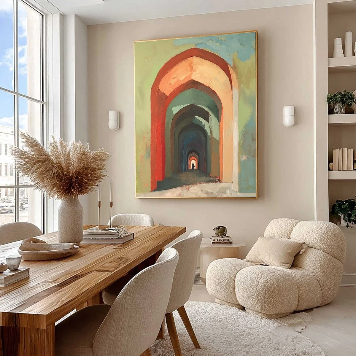 PASSAGE: Architectural Oil Painting with Warm Tones | Abstract mood, soft natural light studio shot