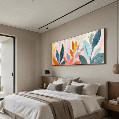 PASTEL BOTANICAL PANORAMIC: Floral Painting, Panoramic Wall Art, Pastel Decor | rolled canvas, ready for custom framing