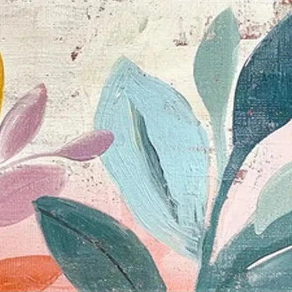 PASTEL BOTANICAL PANORAMIC: Floral Painting, Panoramic Wall Art, Pastel Decor | multi-color palette, original oil on stretched canvas art