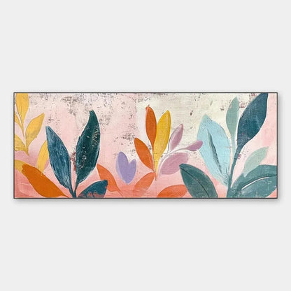 PASTEL BOTANICAL PANORAMIC: Floral Painting, Panoramic Wall Art, Pastel Decor | hanging in living room, Abstract wall art