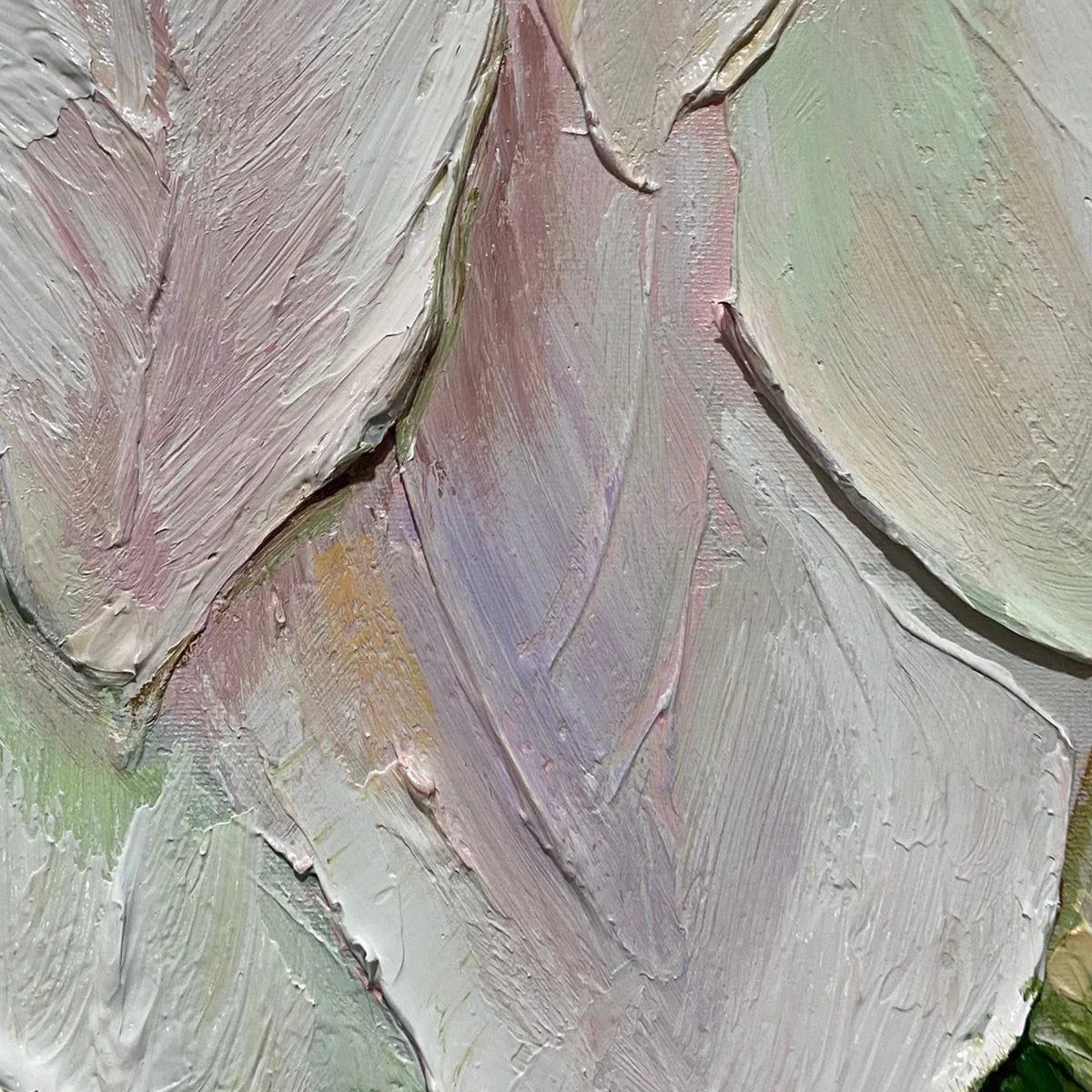 PASTEL DREAM: Square Textured Impasto Floral Painting | rectangular format, hand-painted canvas edge