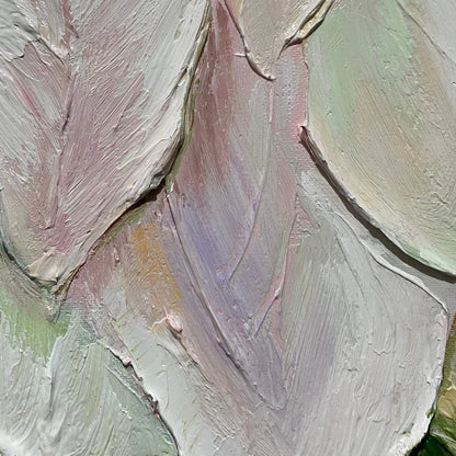 PASTEL DREAM: Square Textured Impasto Floral Painting | rectangular format, hand-painted canvas edge
