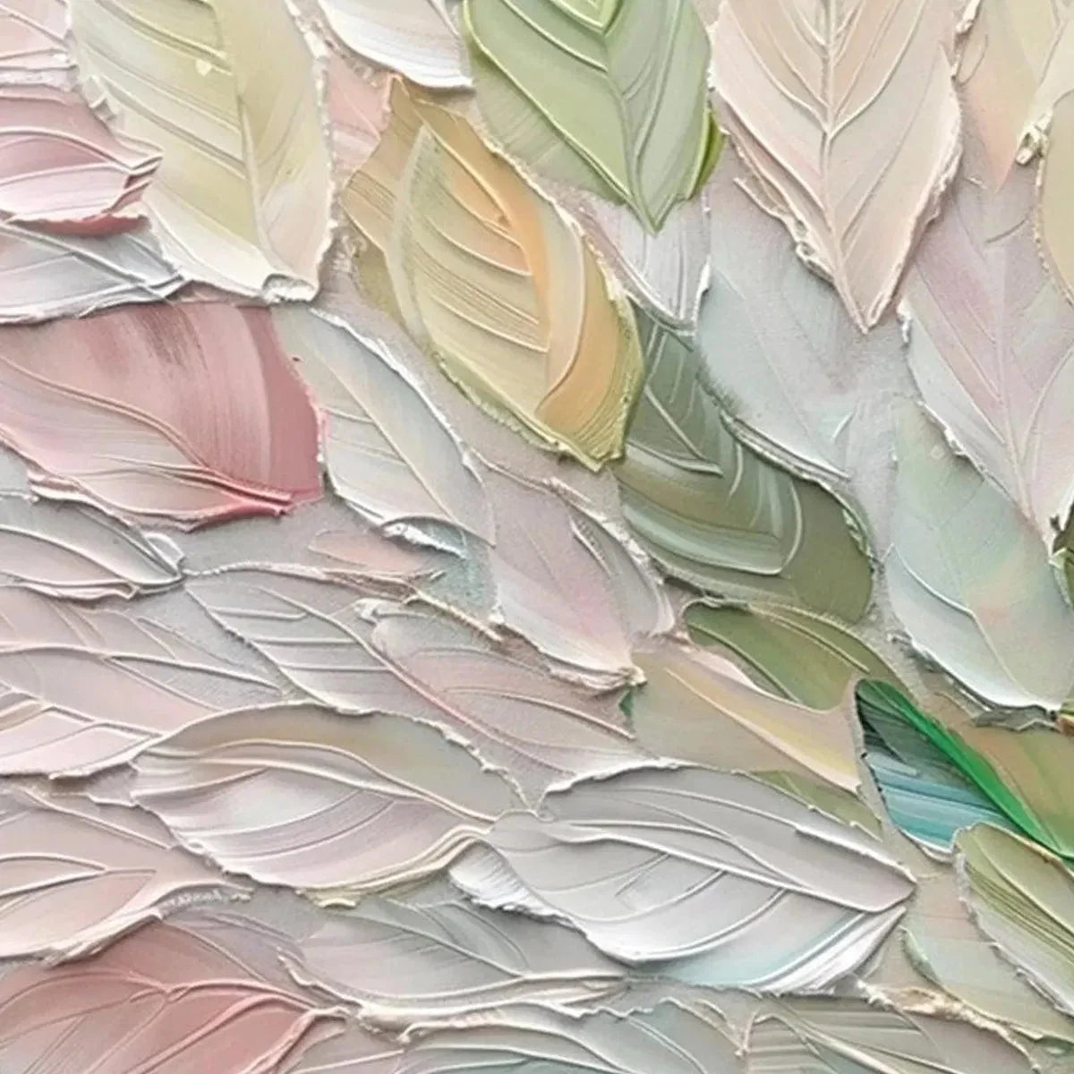 PASTEL DREAM: Square Textured Impasto Floral Painting | Abstract mood, soft natural light studio shot