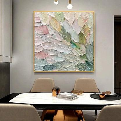 PASTEL DREAM: Square Textured Impasto Floral Painting | texture detail, palette knife marks visible