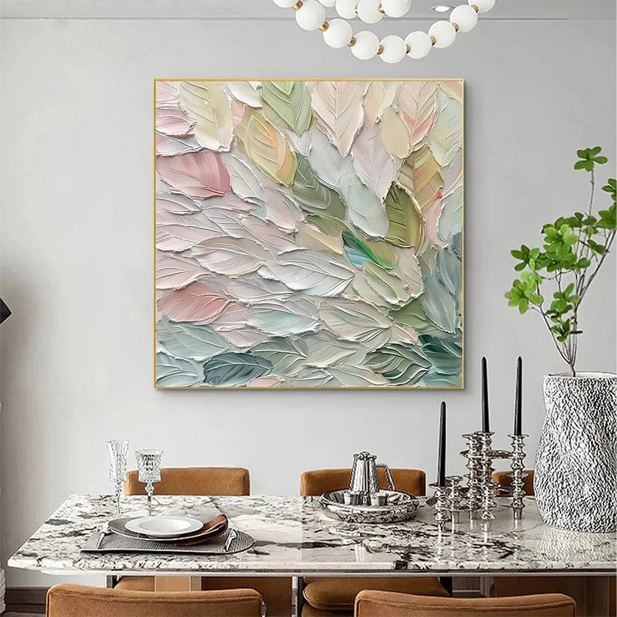 PASTEL DREAM: Square Textured Impasto Floral Painting | texture detail, palette knife marks visible