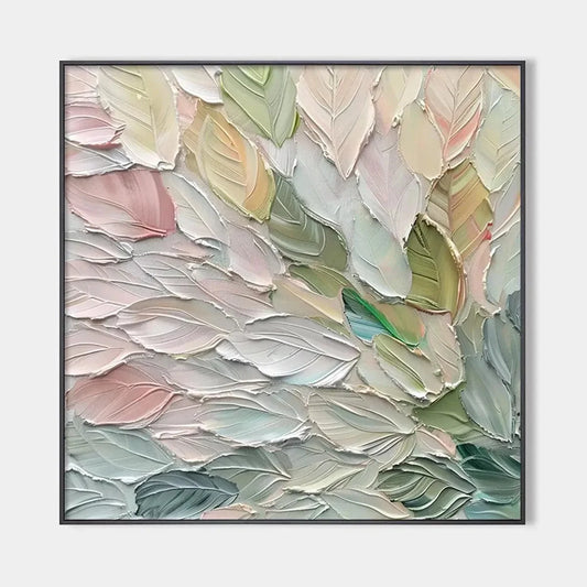 PASTEL DREAM: Square Textured Impasto Floral Painting | hanging in living room, Abstract wall art