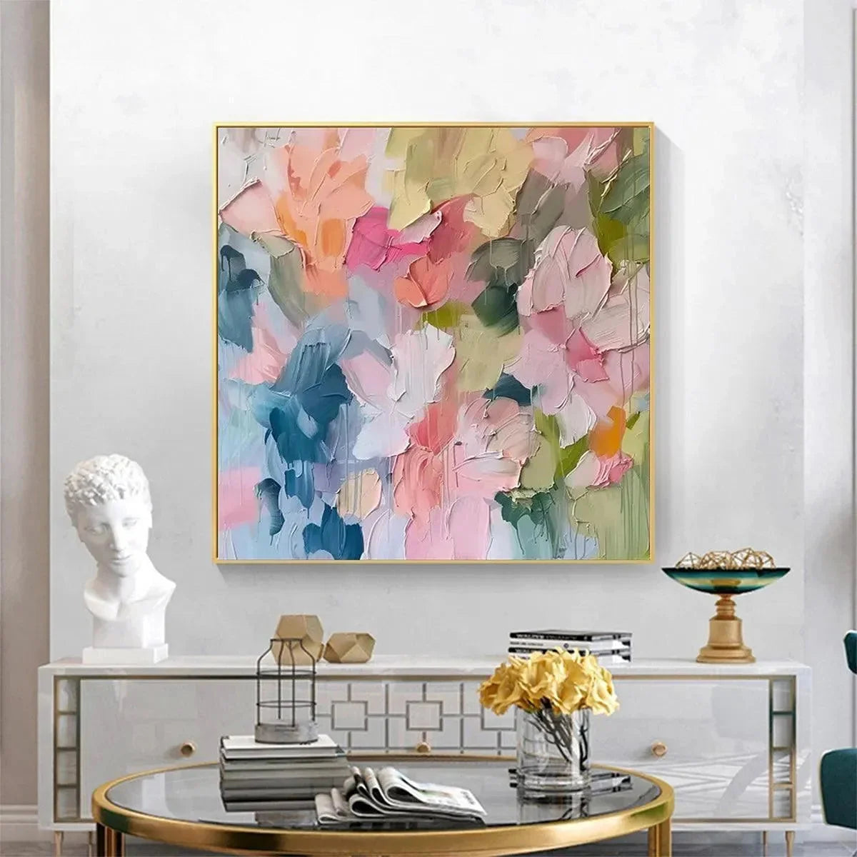 PASTEL DREAM: Textured Abstract Floral Painting in Soft Pastel Colors | Abstract closeup, raised brushwork detail