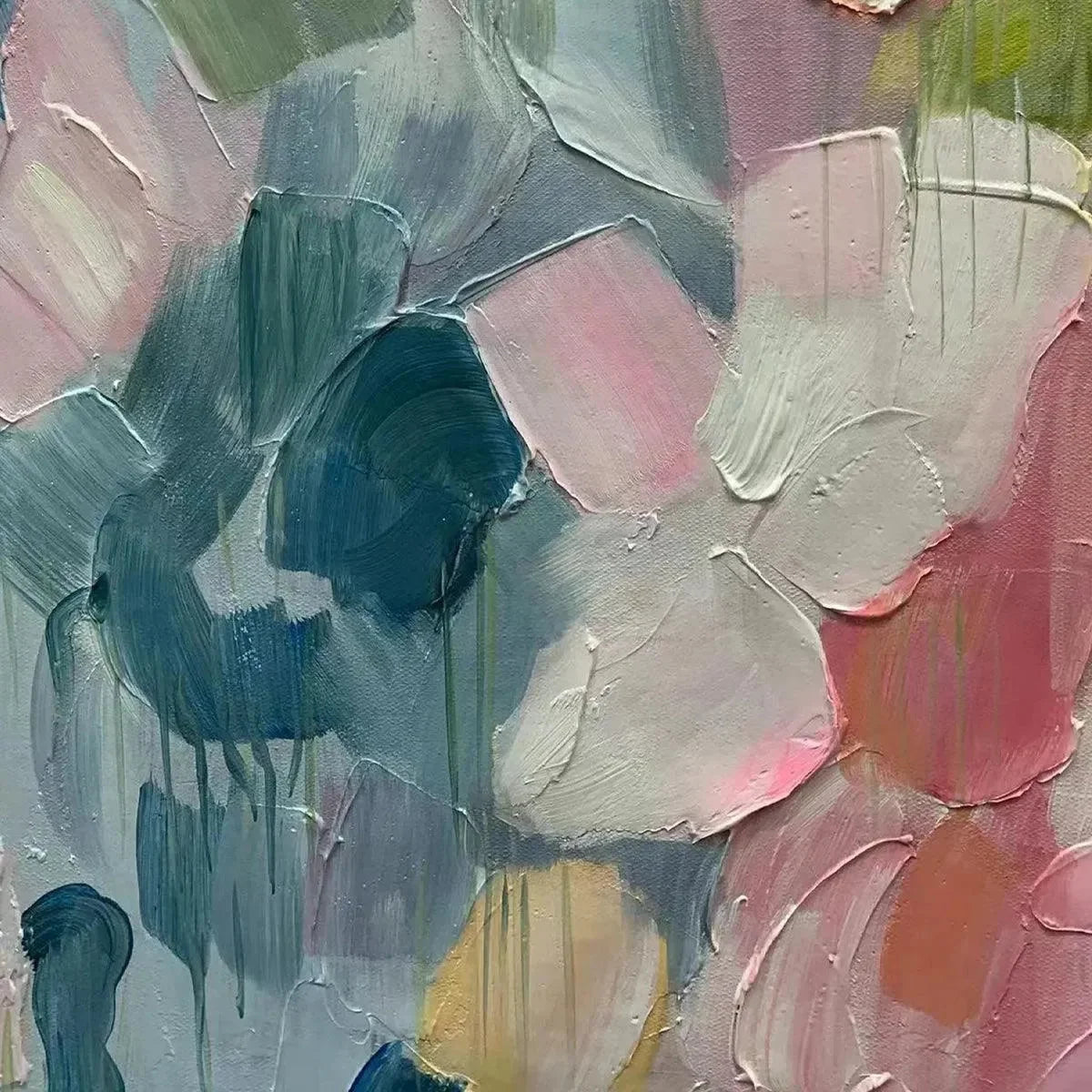 PASTEL DREAM: Textured Abstract Floral Painting in Soft Pastel Colors | rolled canvas, ready for custom framing