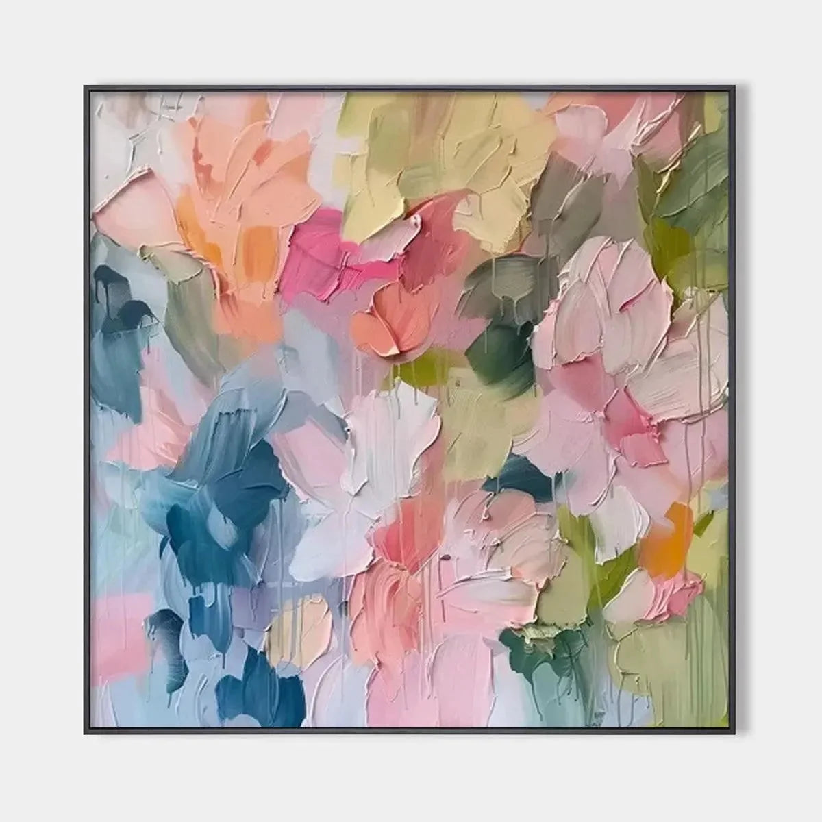 PASTEL DREAM: Textured Abstract Floral Painting in Soft Pastel Colors | hanging in living room, Abstract wall art