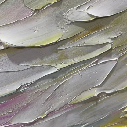 PASTEL DREAM: Textured Abstract Painting in Soft Hues, Horizontal Wall Art | rectangular format, hand-painted canvas edge