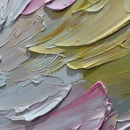 PASTEL DREAM: Textured Abstract Painting in Soft Hues, Horizontal Wall Art | rolled canvas, ready for custom framing