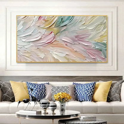 PASTEL DREAM: Textured Abstract Painting in Soft Hues, Horizontal Wall Art | multi-color palette, original oil on stretched canvas art