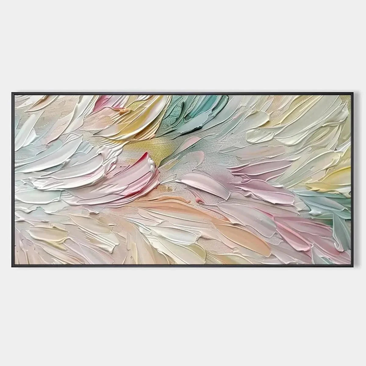 PASTEL DREAM: Textured Abstract Painting in Soft Hues, Horizontal Wall Art | hanging in living room, Abstract wall art