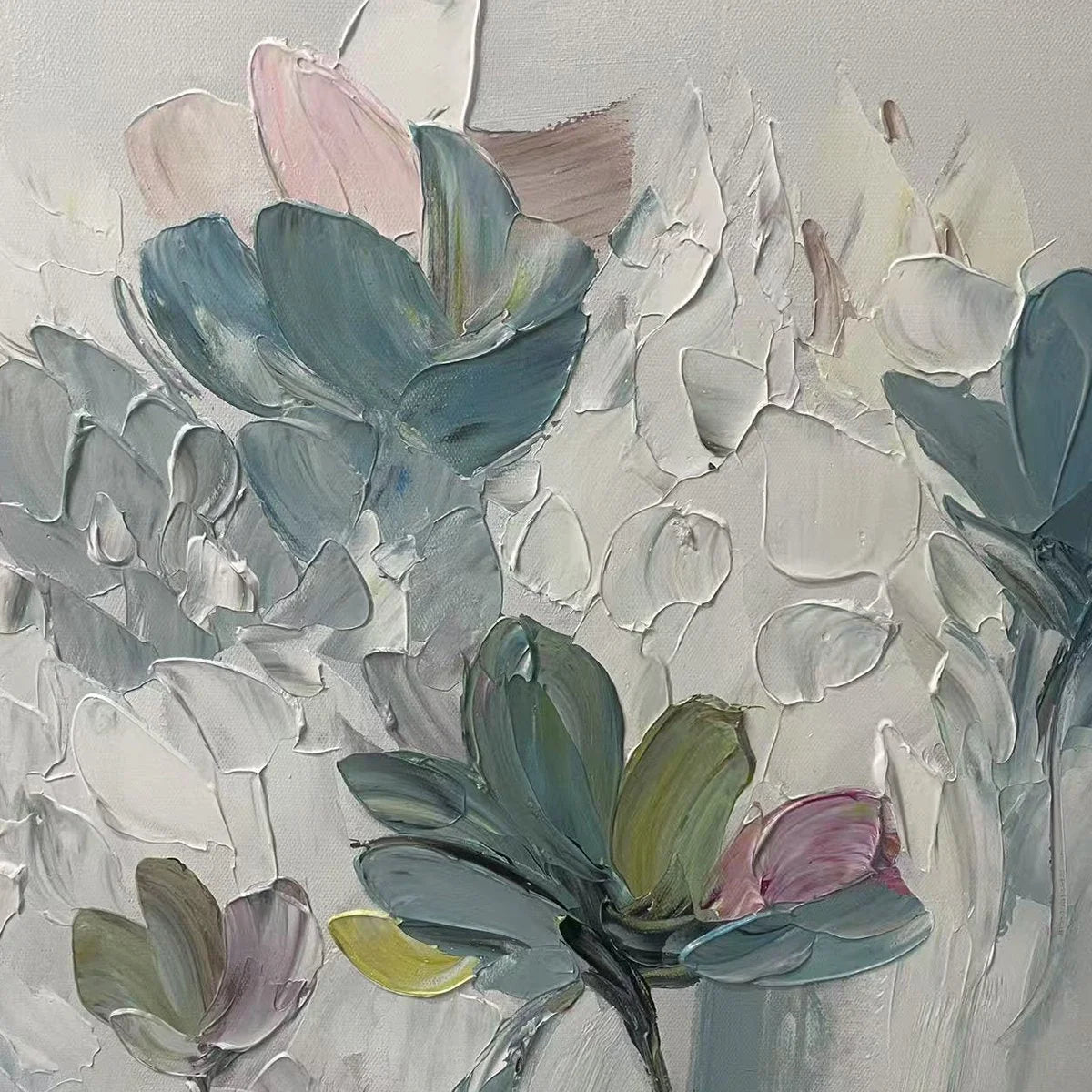 PASTEL DREAM: Textured Floral Painting, Pastel Flower Wall Art, Panoramic Canvas, Impressionist Decor | rectangular format, hand-painted canvas edge