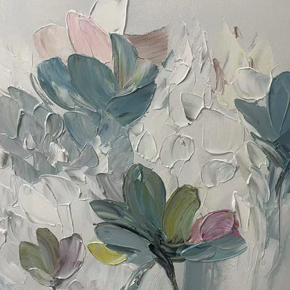 PASTEL DREAM: Textured Floral Painting, Pastel Flower Wall Art, Panoramic Canvas, Impressionist Decor | rectangular format, hand-painted canvas edge