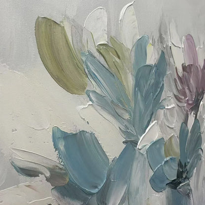 PASTEL DREAM: Textured Floral Painting, Pastel Flower Wall Art, Panoramic Canvas, Impressionist Decor | rolled canvas, ready for custom framing