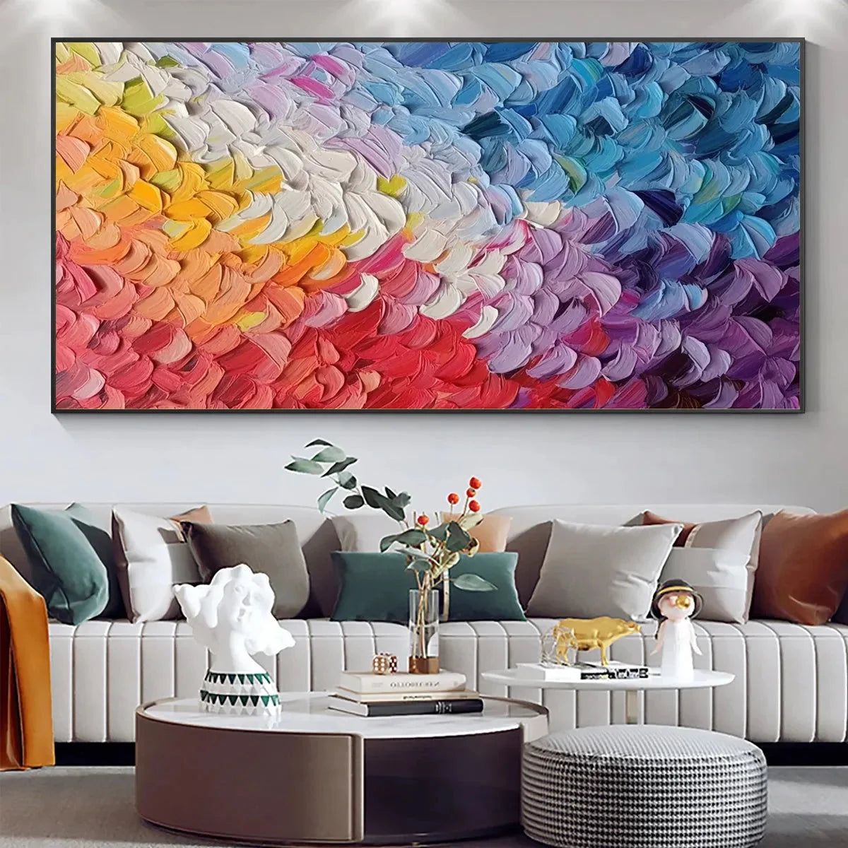 PASTEL DREAMSCAPE: Abstract Textured Impasto Oil Painting on Canvas | Abstract closeup, raised brushwork detail