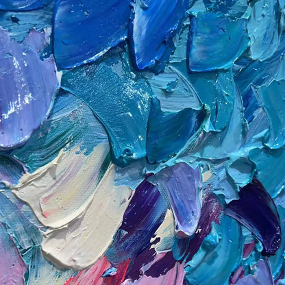 PASTEL DREAMSCAPE: Abstract Textured Impasto Oil Painting on Canvas | rectangular format, hand-painted canvas edge