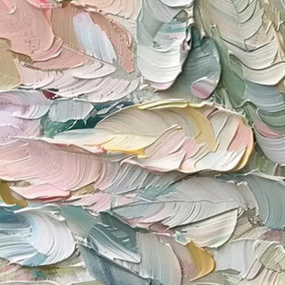 PASTEL FEATHERS: Textured Abstract Painting, Impasto Wall Art, Square Canvas, Dreamy Decor | rectangular format, hand-painted canvas edge