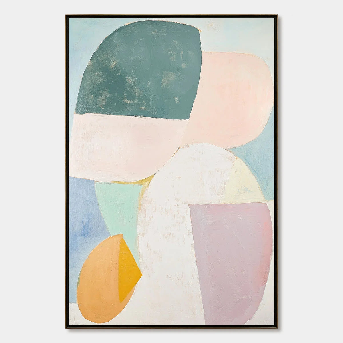 PASTEL HARMONY: Soft Abstract Color Block Oil Painting | hanging in living room, Abstract wall art