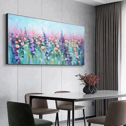 PASTEL MEADOW: Impressionistic Floral Landscape Painting | rolled canvas, ready for custom framing