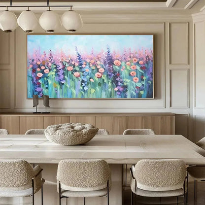 PASTEL MEADOW: Impressionistic Floral Landscape Painting | Landscape mood, soft natural light studio shot