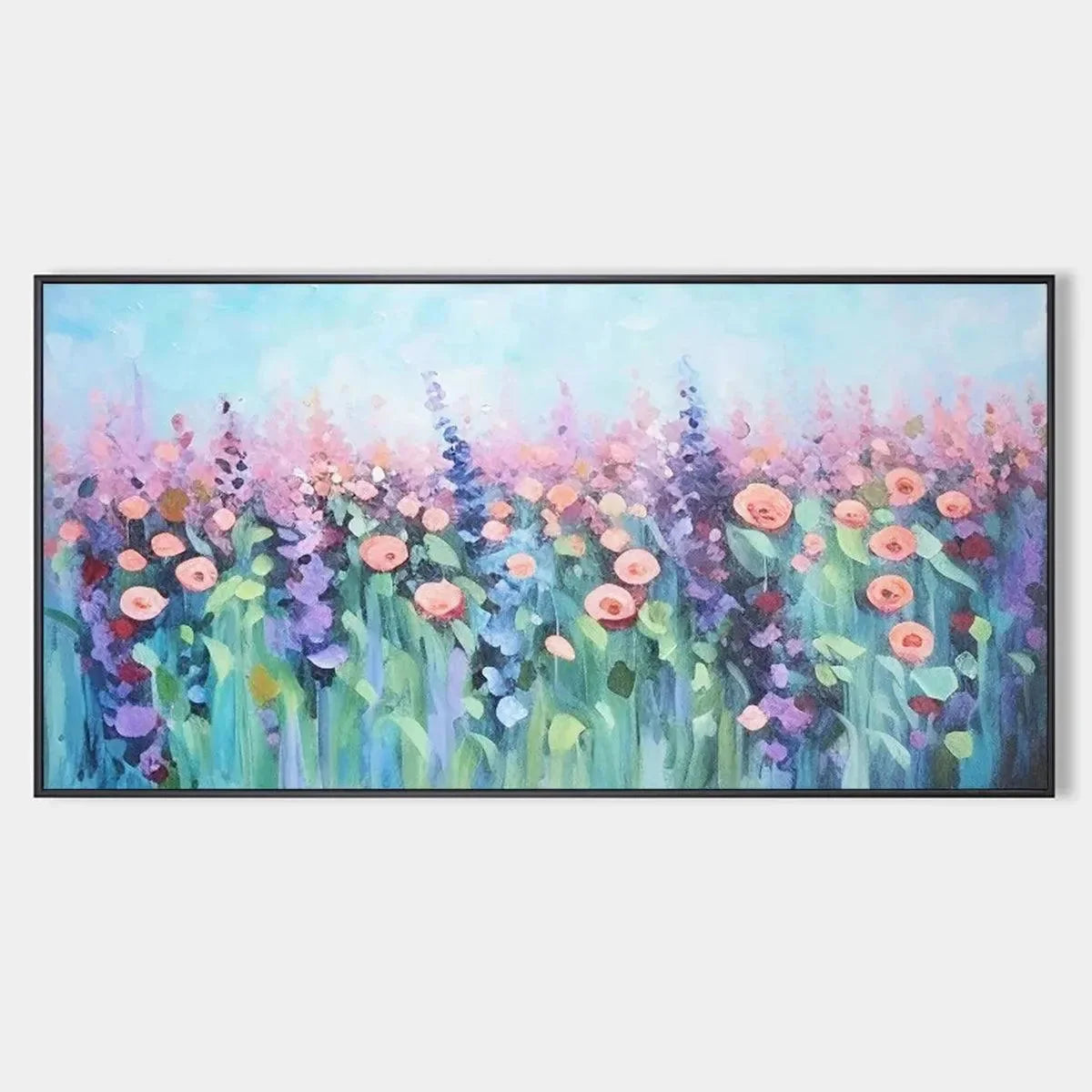 PASTEL MEADOW: Impressionistic Floral Landscape Painting | hanging in living room, Landscape wall art