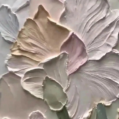 PASTEL PETALS: Textured Impasto Floral Painting, 3D Flower Wall Art, Square Canvas, Romantic Decor | rectangular format, hand-painted canvas edge