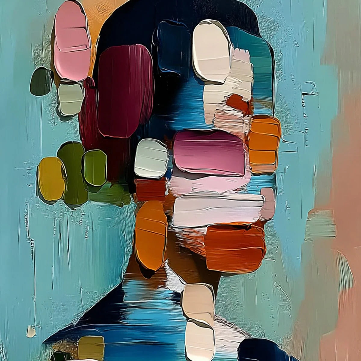 Personal  Textured Abstract Portrait Impasto Oil Painting | rolled canvas, ready for custom framing