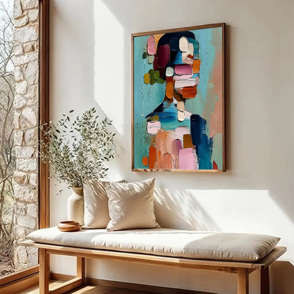 Personal  Textured Abstract Portrait Impasto Oil Painting | multi-color palette, original oil on stretched canvas art