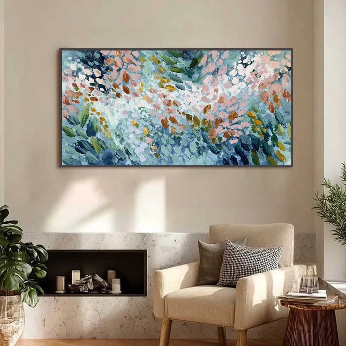 PETAL CASCADE: Colorful Abstract Floral Impasto Wall Art | Abstract closeup, raised brushwork detail
