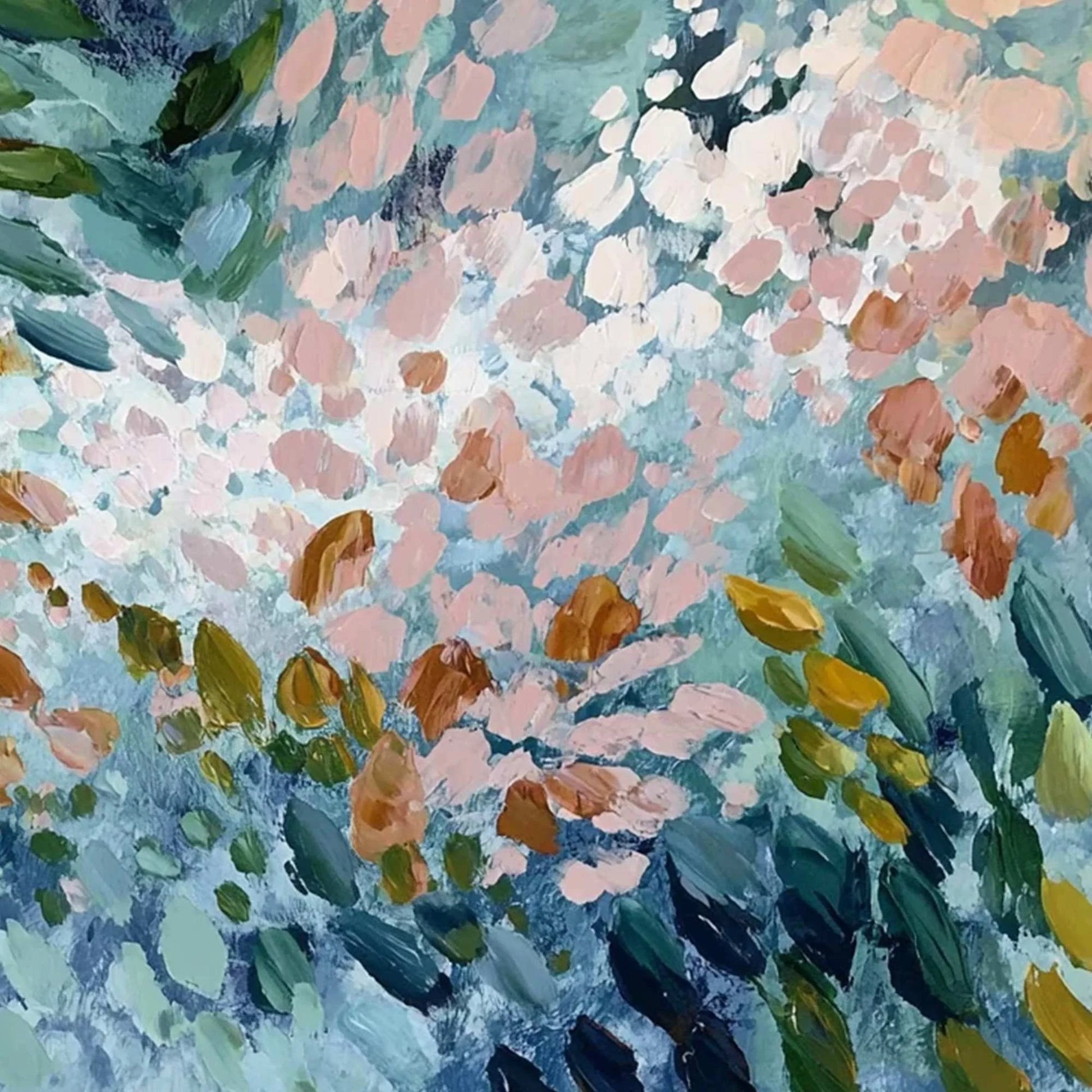 PETAL CASCADE: Colorful Abstract Floral Impasto Wall Art | rolled canvas, ready for custom framing