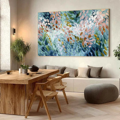 PETAL CASCADE: Colorful Abstract Floral Impasto Wall Art | Abstract mood, soft natural light studio shot