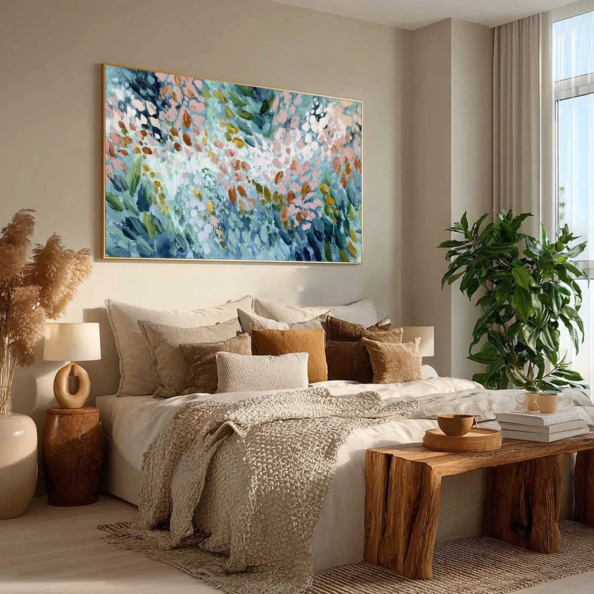 PETAL CASCADE: Colorful Abstract Floral Impasto Wall Art | multi-color palette, original oil on stretched canvas art