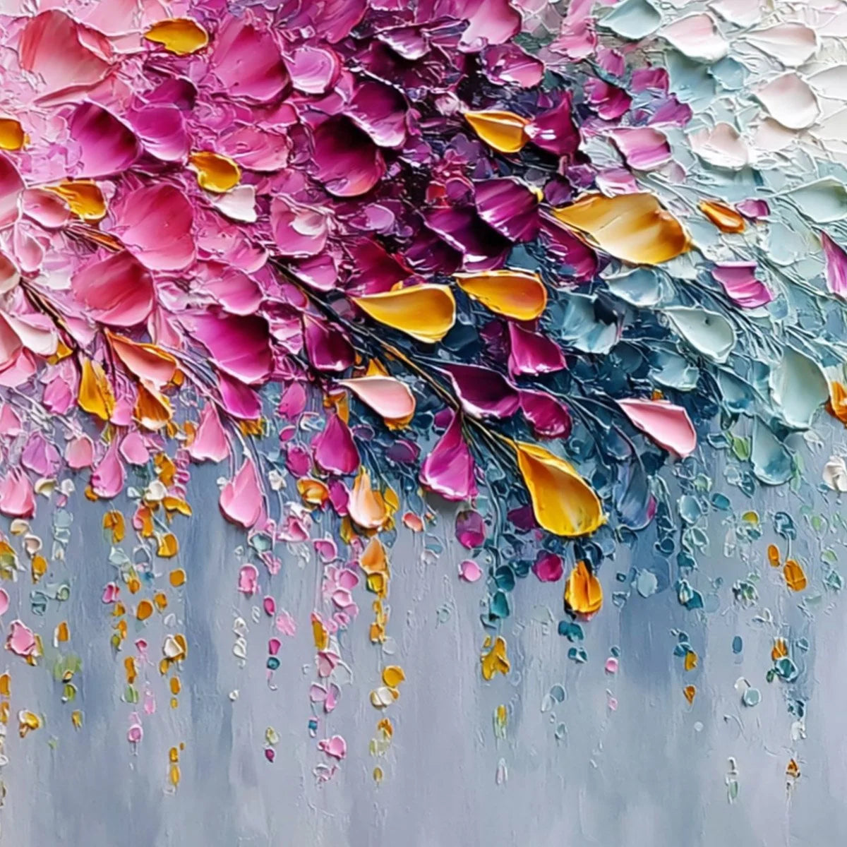 PETAL-RAIN-Heavy-Texture-Impasto-Floral-Abstract | rolled canvas, ready for custom framing