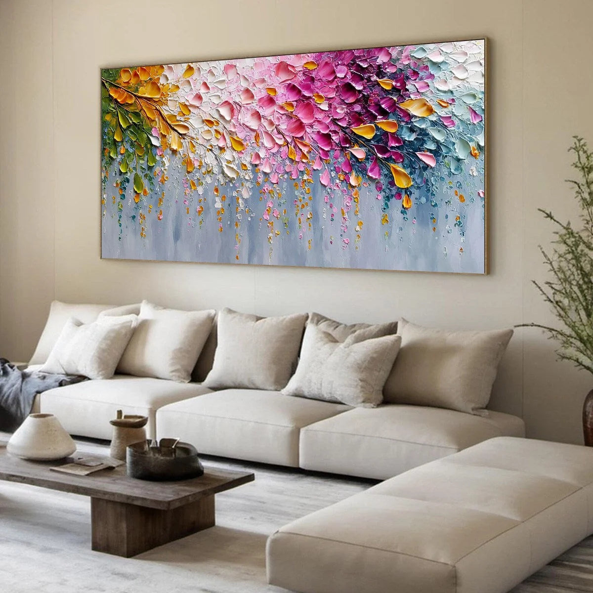 PETAL-RAIN-Heavy-Texture-Impasto-Floral-Abstract | multi-color palette, original oil on stretched canvas art
