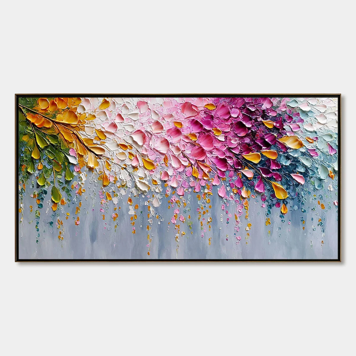 PETAL-RAIN-Heavy-Texture-Impasto-Floral-Abstract | hanging in living room, Abstract wall art