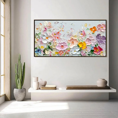 PETAL RAIN: Textured Impasto Floral Painting | rolled canvas, ready for custom framing