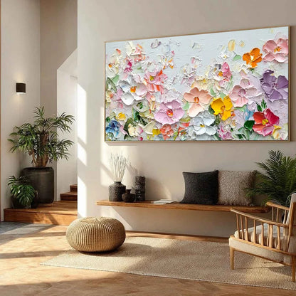 PETAL RAIN: Textured Impasto Floral Painting | multi-color palette, original oil on stretched canvas art